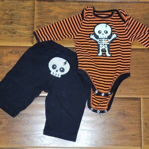 Old Navy Orange and Black Striped Baby Onesie